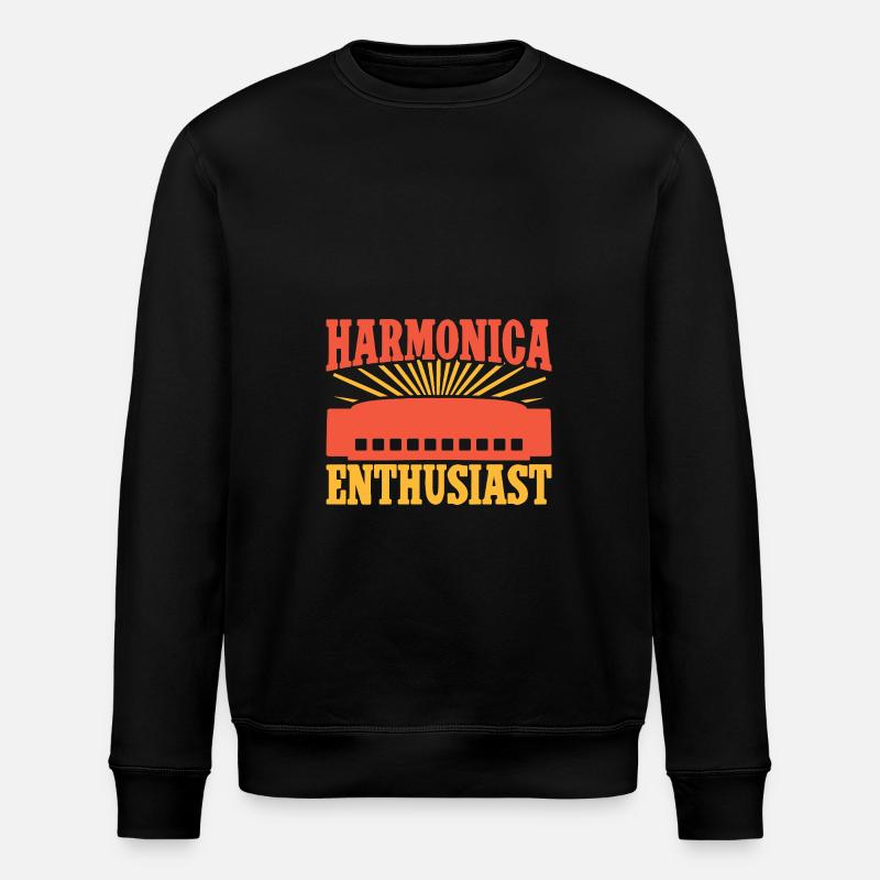 Funny Harmonica Player Enthusiast Harmonica - Stanley/Stella ROLLER Unisex Organic Sweatshirt - black