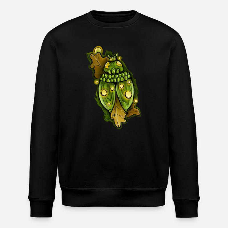 Green ladybug with leaf accents - Stanley/Stella ROLLER Unisex Organic Sweatshirt - black