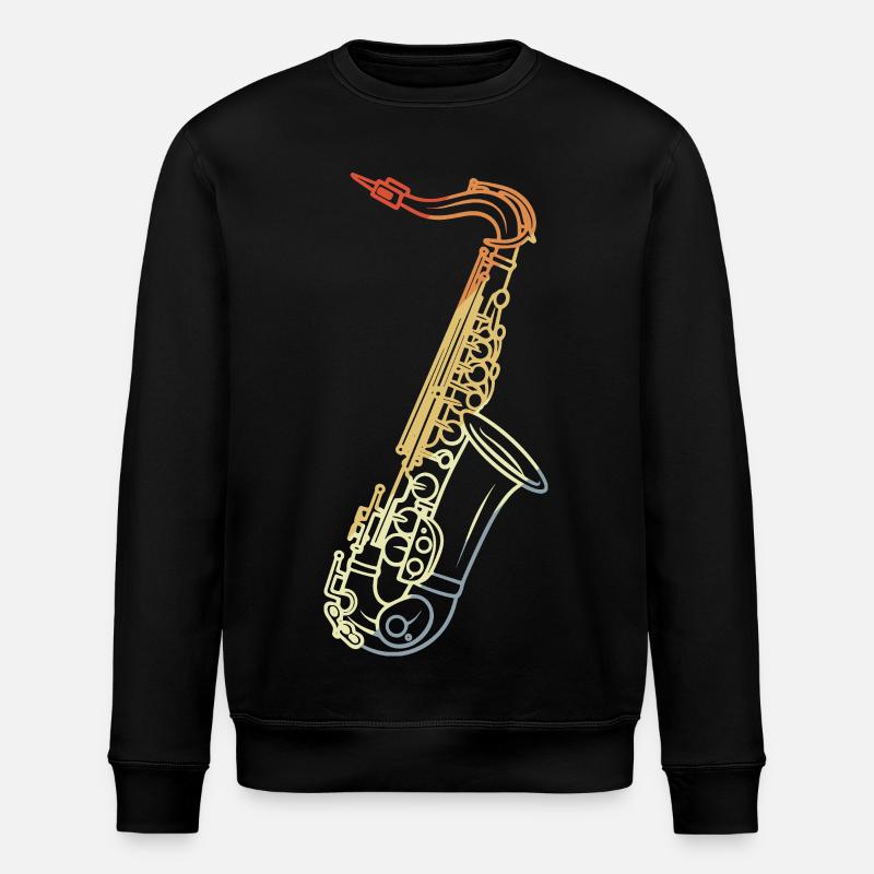 Saxophon Line Art Retro - Stanley/Stella Unisex Bio-Sweatshirt ROLLER - Schwarz