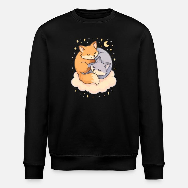 Cuddling Foxes Kawaii - Stanley/Stella ROLLER Unisex Organic Sweatshirt - black