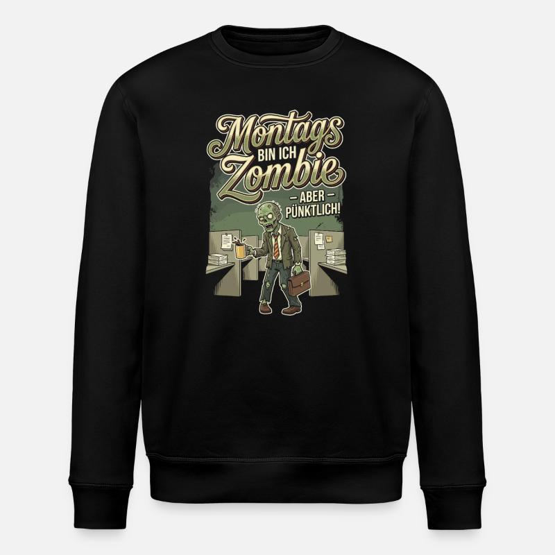 Mondays Zombie Office On Time - Stanley/Stella ROLLER Unisex Organic Sweatshirt - black