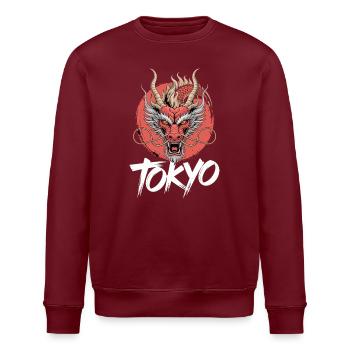 Tokio Drachen Kopf Motiv - Stanley/Stella Unisex Bio-Sweatshirt ROLLER - Burgunderrot - Vorne - Nik (191cm)