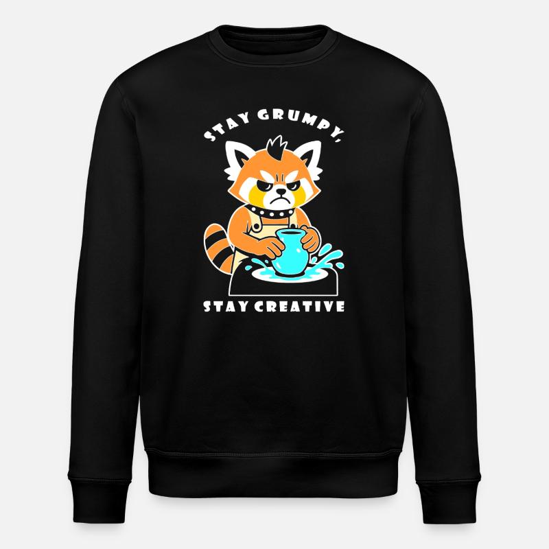 Bleib kreativ Pottery Panda - Stanley/Stella Unisex Bio-Sweatshirt ROLLER - Schwarz