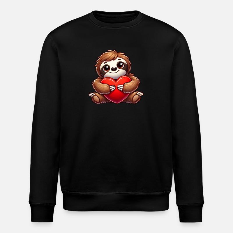 Sloth Heart Valentine's Day - Stanley/Stella ROLLER Unisex Organic Sweatshirt - black
