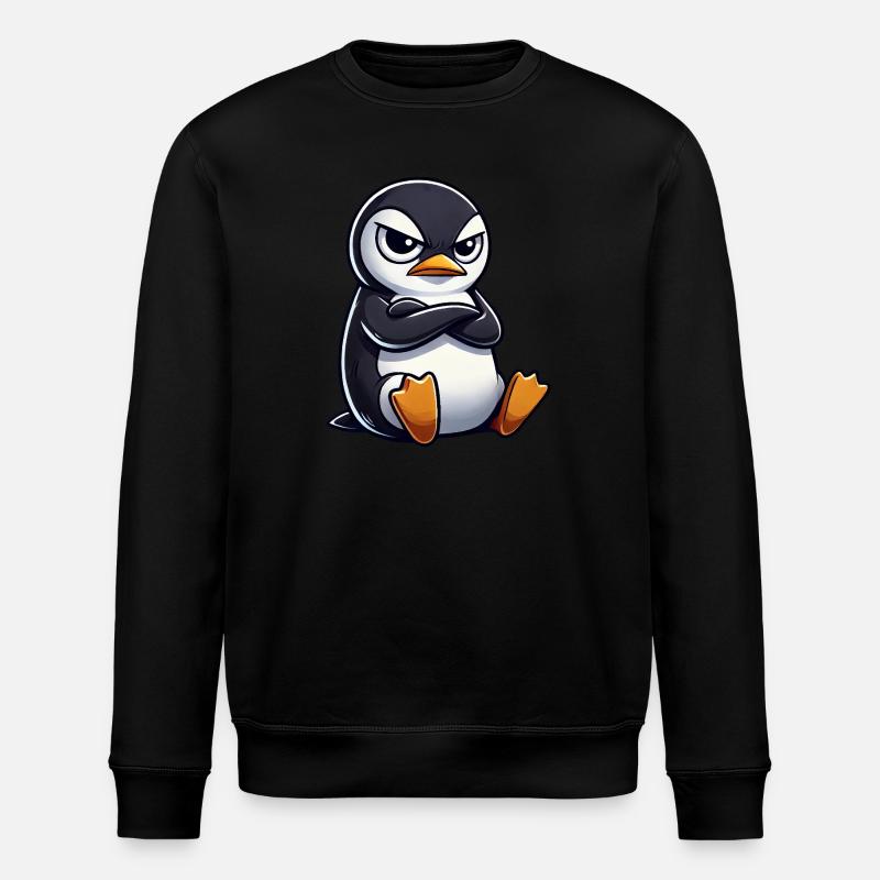 Penguin cartoon skeptical look funny - Stanley/Stella ROLLER Unisex Organic Sweatshirt - black
