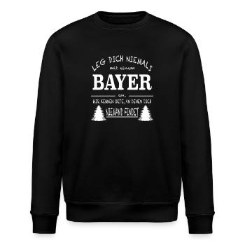Humorvoller Spruch: bayerische Gelassenheit - Stanley/Stella Unisex Bio-Sweatshirt ROLLER - Schwarz - Vorne - Nik (191cm)