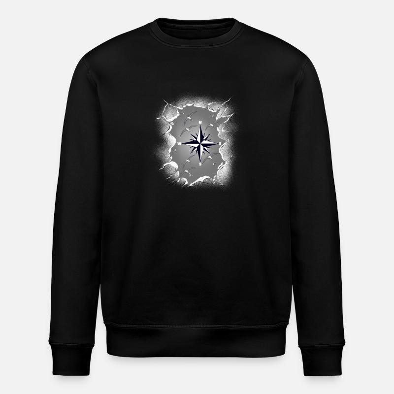 Möwen Möwe Kompass maritim - Stanley/Stella Unisex Bio-Sweatshirt ROLLER - Schwarz