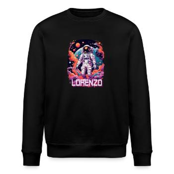 LORENZO - Beautiful boy name with cool astronaut - Stanley/Stella ROLLER Unisex Organic Sweatshirt - black - Front - Nik (191cm)