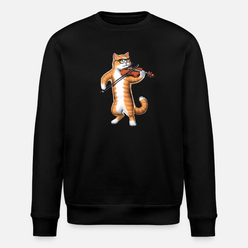 Cat Playing Violin - Stanley/Stella ROLLER Unisex Organic Sweatshirt - black