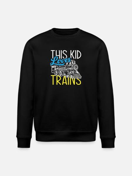 This Kid Loves Trains Railroad - Stanley/Stella ROLLER Unisex Organic Sweatshirt - black