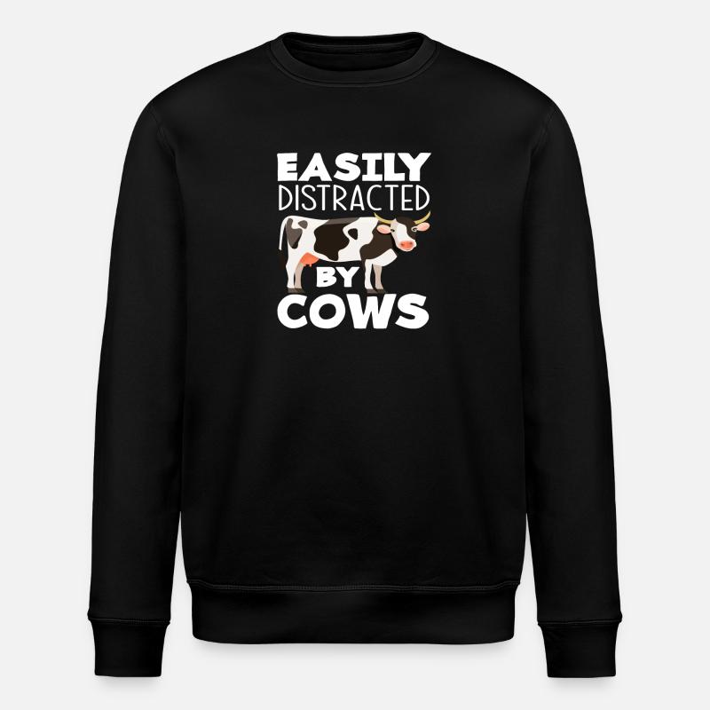 Easily distracted by cows - Stanley/Stella ROLLER Unisex Organic Sweatshirt - black