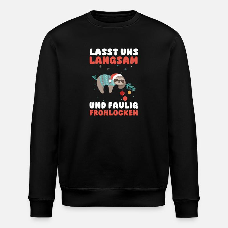 Weihnachtsmann Weihnachtsfest Faultier - Stanley/Stella Unisex Bio-Sweatshirt ROLLER - Schwarz