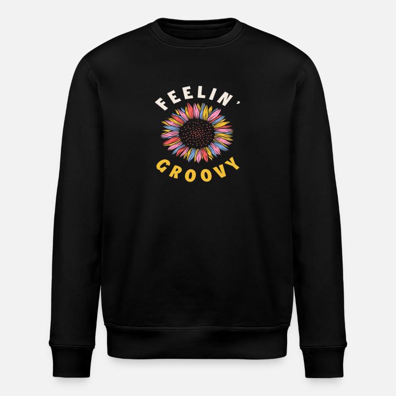 Feelin' Groovy Bunte Sonnenblume - Stanley/Stella Unisex Bio-Sweatshirt ROLLER - Schwarz