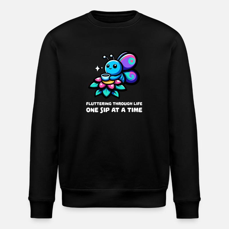 Fluttering Through Life Coffee Butterfly - Stanley/Stella ROLLER Unisex Organic Sweatshirt - black