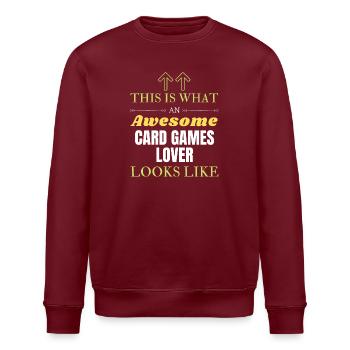 This is what an awesome Card games lover looks lik - Stanley/Stella ROLLER Unisex Organic Sweatshirt - burgundy - Front - Nik (191cm)