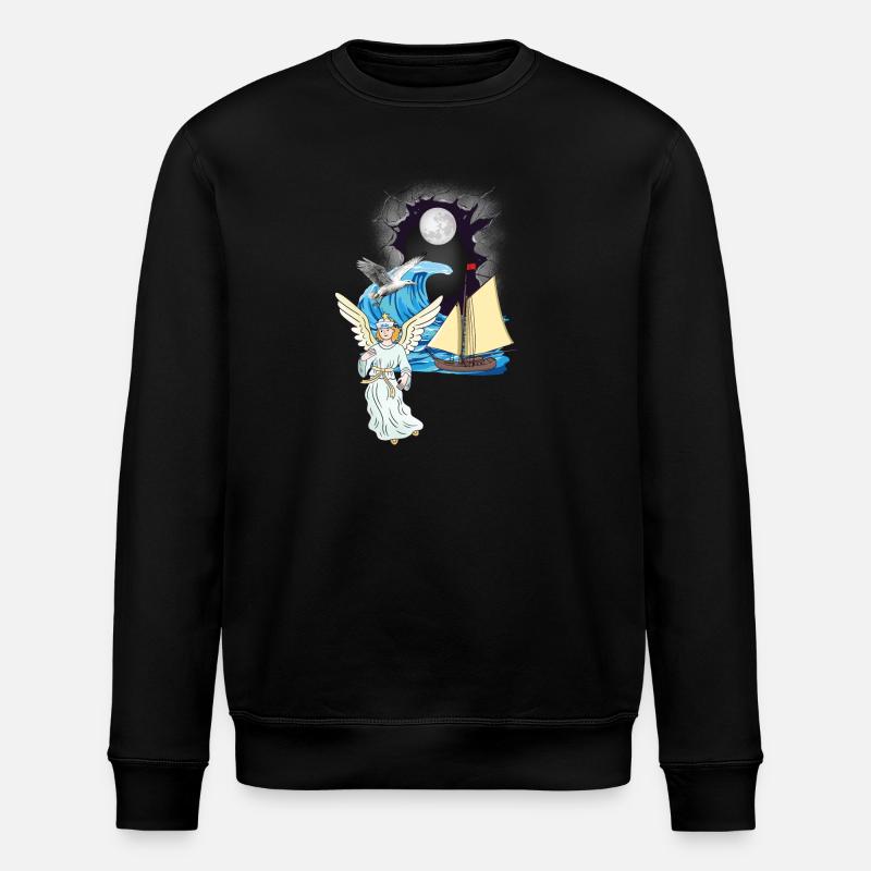 Schutzengel maritim Seemann Seefahrer Engel - Stanley/Stella Unisex Bio-Sweatshirt ROLLER - Schwarz