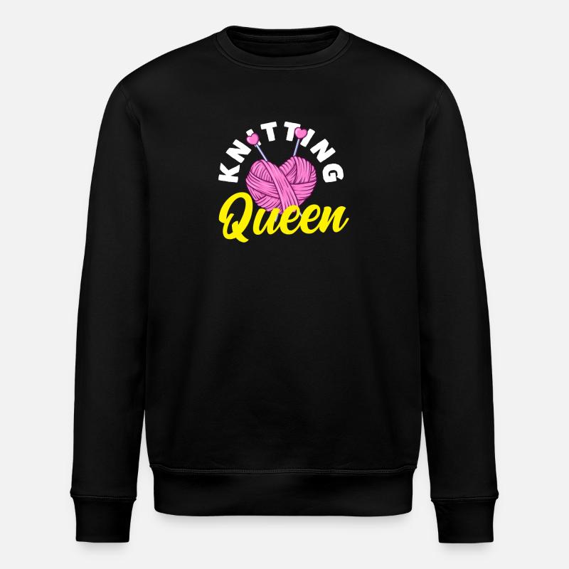 Knit Queen Heart Design - Stanley/Stella ROLLER Unisex Organic Sweatshirt - black