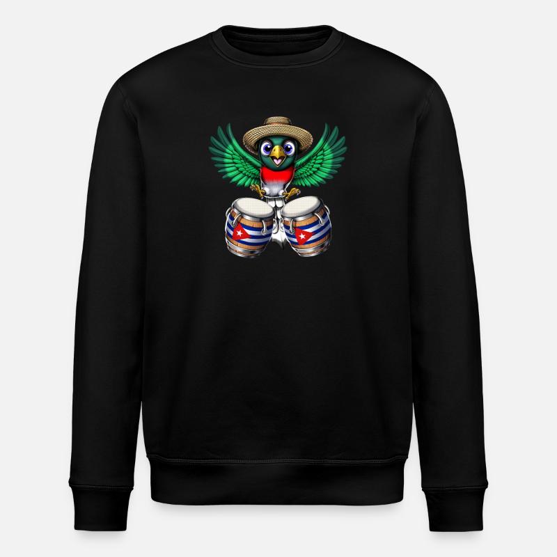 Cuba Trogon Bird Drum - Stanley/Stella ROLLER Unisex Organic Sweatshirt - black
