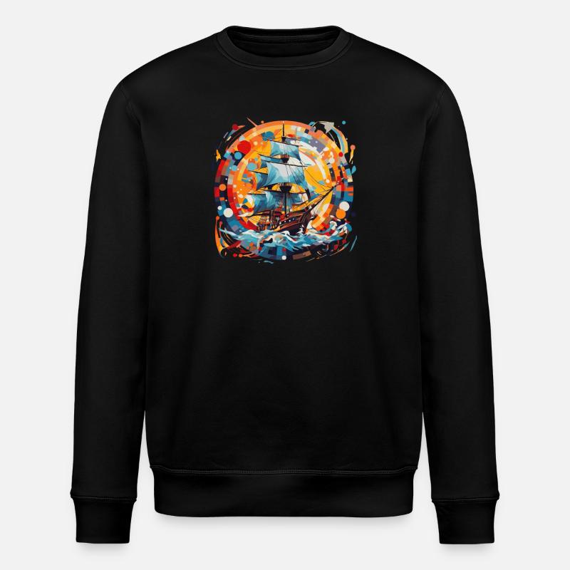 Segelschiff, Fregatte, Boot - Stanley/Stella Unisex Bio-Sweatshirt ROLLER - Schwarz