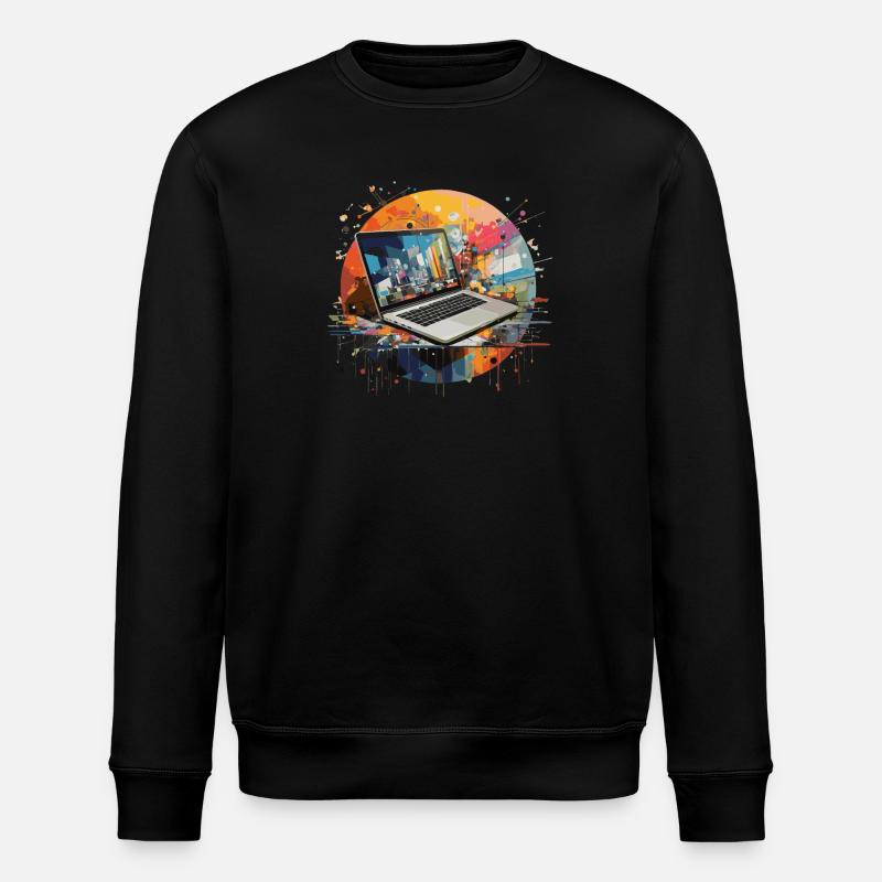 Laptop Rechner Computer - Stanley/Stella Unisex Bio-Sweatshirt ROLLER - Schwarz