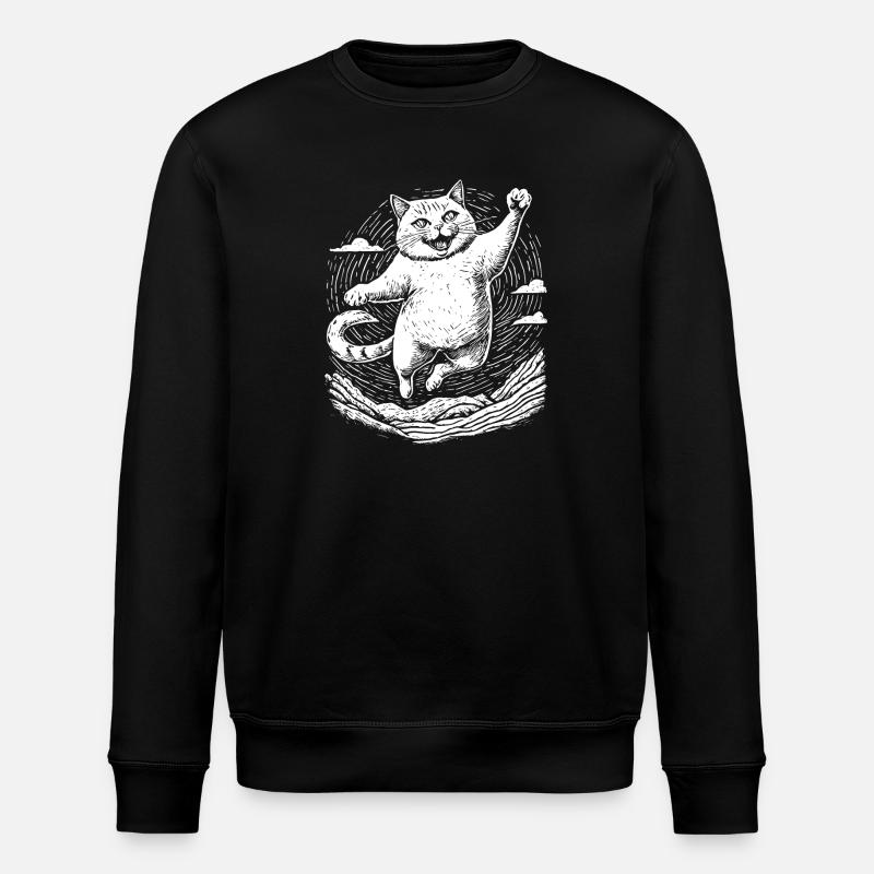 Cat practicing karate - Stanley/Stella ROLLER Unisex Organic Sweatshirt - black