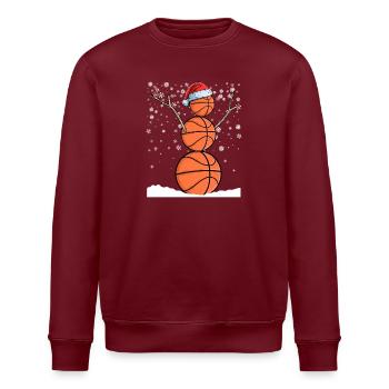 Baller Christmas Snowman Basketball - Stanley/Stella ROLLER Unisex Organic Sweatshirt - burgundy - Front - Nik (191cm)