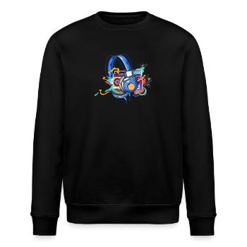 Techno Lover Bunte Kopfhörer Musik - Stanley/Stella Unisex Bio-Sweatshirt ROLLER - Schwarz - Vorne - Nik (191cm)