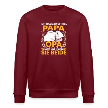 Großvater HABE ZWEI TITEL PAPA UND OPA ROCKE BEIDE - Stanley/Stella Unisex Bio-Sweatshirt ROLLER - Burgunderrot - Vorne - Nik (191cm)