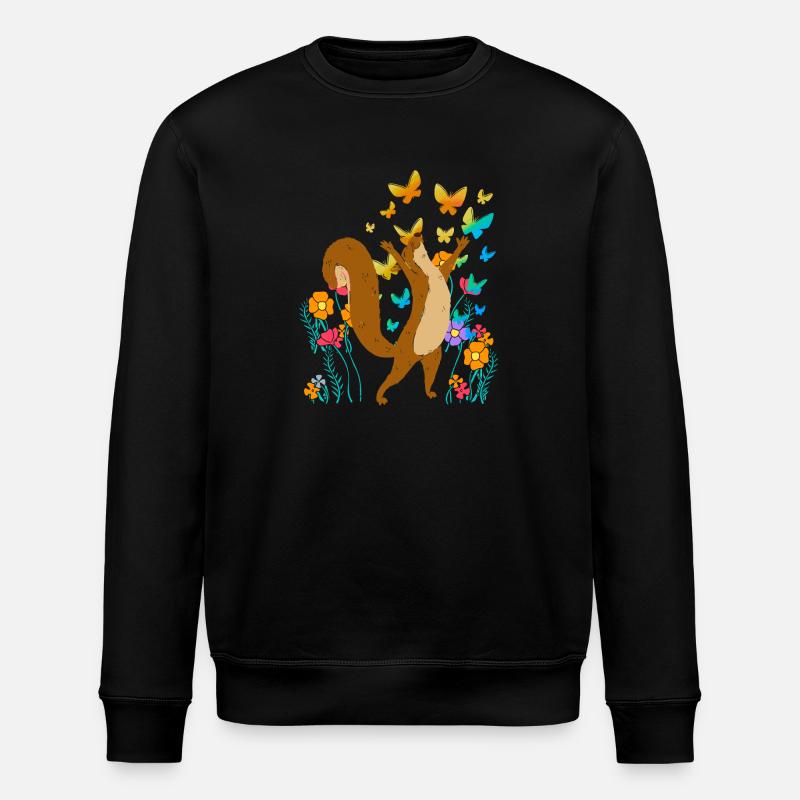 Squirrel Spring Butterflies Insects - Stanley/Stella ROLLER Unisex Organic Sweatshirt - black