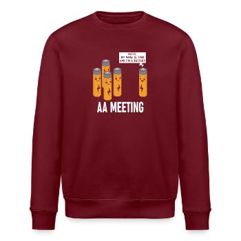 AA Meeting Witziges Batterie Cartoon Design - Stanley/Stella Unisex Bio-Sweatshirt ROLLER - Burgunderrot - Vorne - Nik (191cm)