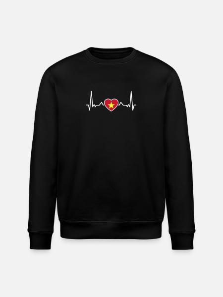 Vietnam Heartbeat Vietnamese Flag - Stanley/Stella ROLLER Unisex Organic Sweatshirt - black