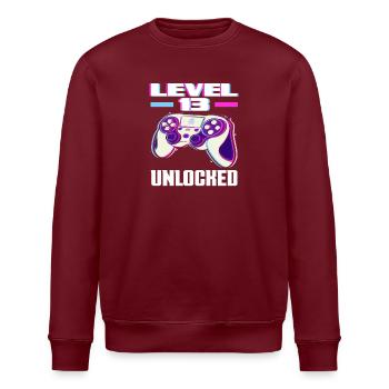 Level 13 Freigeschaltet Geburtstag - Stanley/Stella Unisex Bio-Sweatshirt ROLLER - Burgunderrot - Vorne - Nik (191cm)