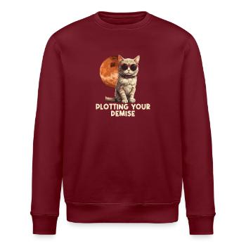 Katzenhumor – Plotting Your Demise – Mit - Stanley/Stella Unisex Bio-Sweatshirt ROLLER - Burgunderrot - Vorne - Nik (191cm)