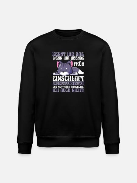 Lazy Late Riser Motivation Cat - Stanley/Stella ROLLER Unisex Organic Sweatshirt - black
