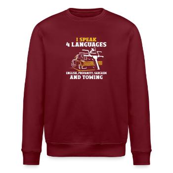 Ich Spreche 4 Sprachen Abschleppen Sarkasmus - Stanley/Stella Unisex Bio-Sweatshirt ROLLER - Burgunderrot - Vorne - Nik (191cm)