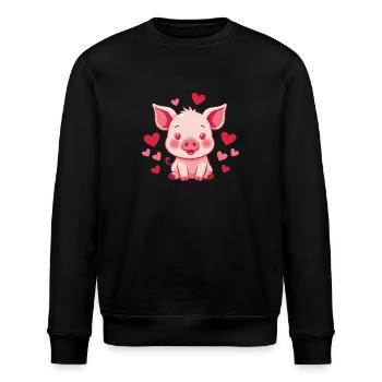 Cochon chanceux Coeur Cadeaux Aimant Bonheur - Sweat bio ROLLER Stanley/Stella Unisexe - noir - Devant - Nik (191cm)