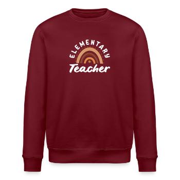 Elementary school teacher retro rainbow design - Stanley/Stella ROLLER Unisex Organic Sweatshirt - burgundy - Front - Nik (191cm)