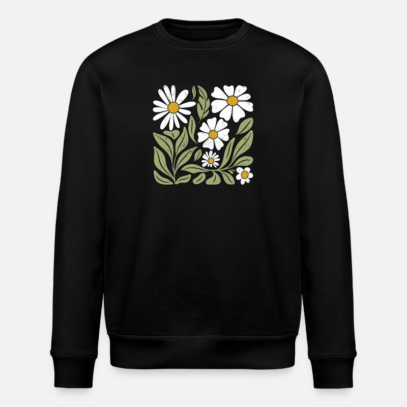 Daisy Flower Boho Flowers - Stanley/Stella ROLLER Unisex Organic Sweatshirt - black