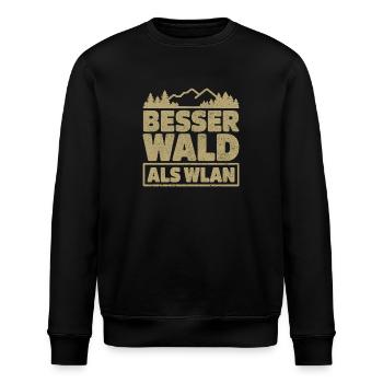 Besser Wald als WLan Natur Camping Wandern Witz - Stanley/Stella Unisex Bio-Sweatshirt ROLLER - Schwarz - Vorne - Nik (191cm)