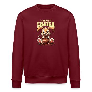 Osterhase Schokolade Genießen - Stanley/Stella Unisex Bio-Sweatshirt ROLLER - Burgunderrot - Vorne - Nik (191cm)