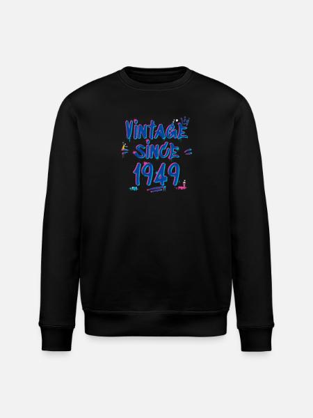 Jahrgang 1949 Graffiti Glitch - 76 Jahre - Stanley/Stella Unisex Bio-Sweatshirt ROLLER - Schwarz