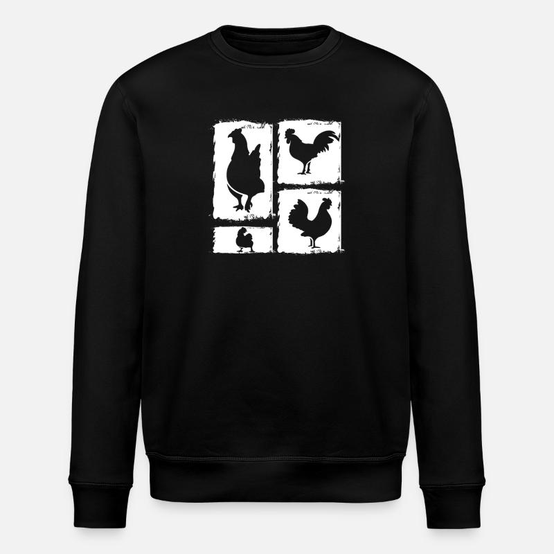 Chicken Rooster - Stanley/Stella ROLLER Unisex Organic Sweatshirt - black
