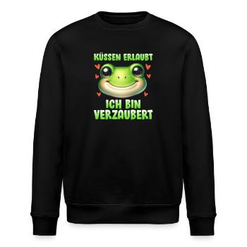 Karneval Frosch KÜSSEN ERLAUBT BIN VERZAUBERT - Stanley/Stella Unisex Bio-Sweatshirt ROLLER - Schwarz - Vorne - Nik (191cm)