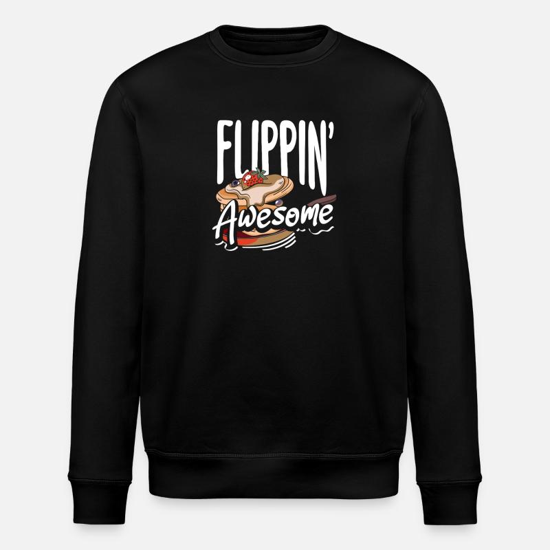 Pancakes Flippin' Awesome Breakfast - Stanley/Stella ROLLER Unisex Organic Sweatshirt - black