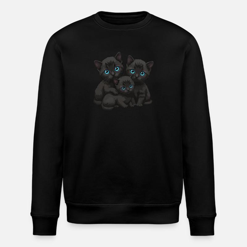 Yeux bleus Trois chats - Sweat bio ROLLER Stanley/Stella Unisexe - noir
