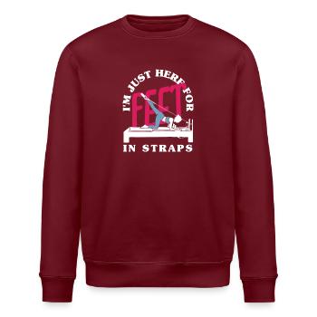 Pilates: Here For Feet In Straps - Stanley/Stella ROLLER Unisex Organic Sweatshirt - burgundy - Front - Nik (191cm)