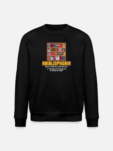 Abibliophobia Bookworm Reading Books - Stanley/Stella ROLLER Unisex Organic Sweatshirt - black