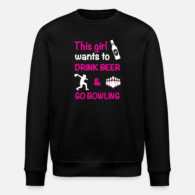 Bowling Beer Drinking - Stanley/Stella ROLLER Unisex Organic Sweatshirt - black