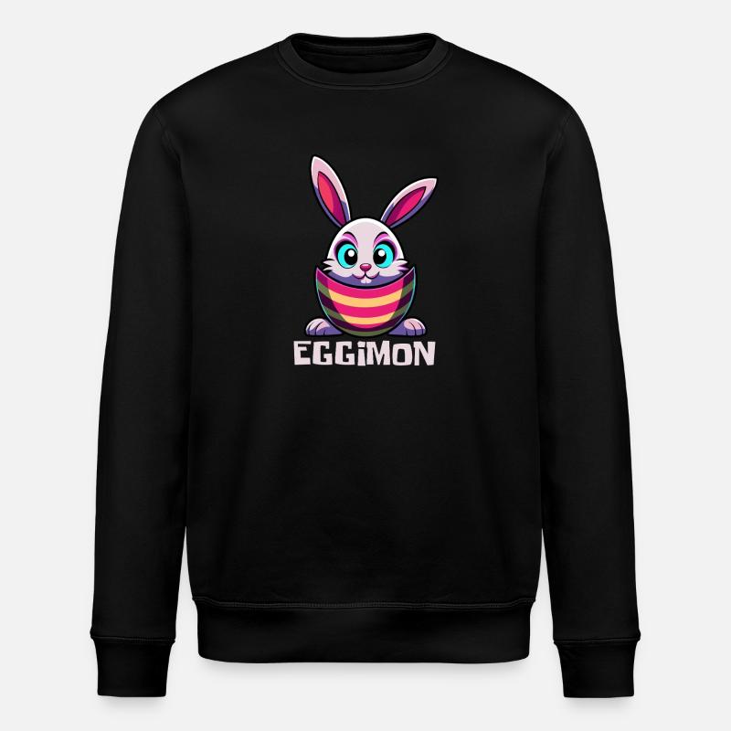 Eggimon - Osterhase - Osterei - Geschenk - Stanley/Stella Unisex Bio-Sweatshirt ROLLER - Schwarz
