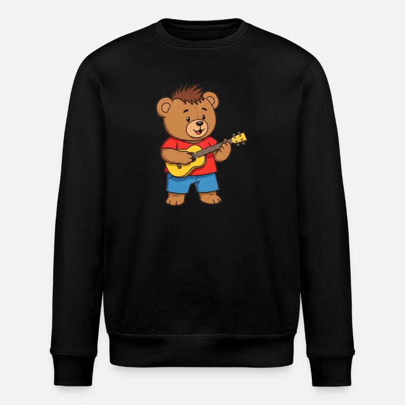 Teddybär Musiker - Stanley/Stella Unisex Bio-Sweatshirt ROLLER - Schwarz